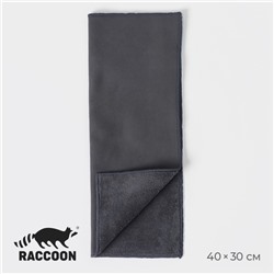 Салфетка для уборки Raccoon «Суперплотная профи», 30×40 см, плотность 500 гр, микрофибра, цвет серый