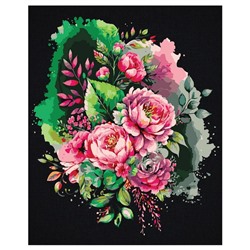 Картина по номерам на черном холсте «Розовый букет», 40 × 50 см