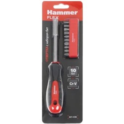 Отвертка Hammer Flex 601-036 с набором бит (11 предметов CRV)