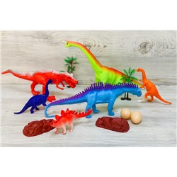 Набор "Динозавров" резиновый+пластик с пищалкой арт.111-4 /  12 предметов, от 3,5 до 27см./, 24-990