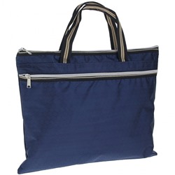 Портфель (сумка) синий 1 отделение, А4 (текстиль, на молнии, с ручками, с карманом на молнии), 23-248