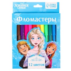 Фломастеры, 12 цветов, в картонной коробке, Холодное сердце