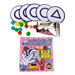 Жевательные конфеты фруктово-острые "Игра кальмара" с игрой-фишками внутри 18 гр (20шт в блоке)