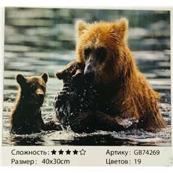 Алмазная мозаика на подрамнике /30х40см./, " Купание медведей " арт.GB74269, 22-795