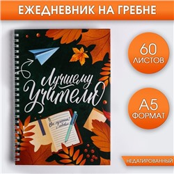 Ежедневник на гребне «Лучшему учителю», формат А5, 60 листов