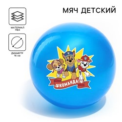 Мяч детский, Paw Patrol Команда, диаметр 16 см, 50 г., цвета МИКС