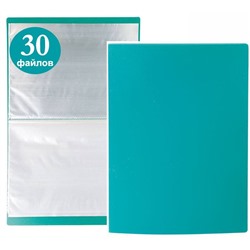 Папка с файлами А4 30 файлов зелен. пластик 500