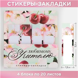 Набор стикеров-закладок «Лучшему учителю», 4 шт., 20 листов