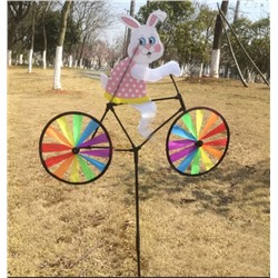 Ветерок-декор садовый большой  " Заяц " на велосипеде, (55-25)