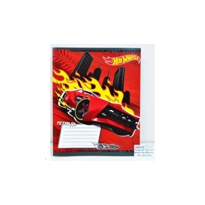 Тетрадь 12 листов линия Mattel Hot Wheels, лак, красная, 9501265