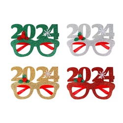 СНОУ БУМ Очки новогодние, "2024 год", полипропилен, 11х27 см, 4 дизайна