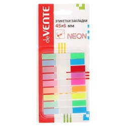 Закладки с клеевым краем 6 х 45 мм, 9 цветов по 10 листов, Z-сложение, пластиковые, deVENTE, Neon