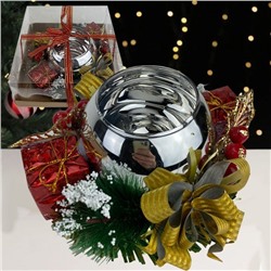 Новогодний декор, подсвечник в подарочной упаковке ,серебро ,15x15x7см