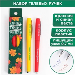 Ручка гелевая «Самому классному учителю», 2 штуки, синяя и красная паста,пишущий узел 0.7