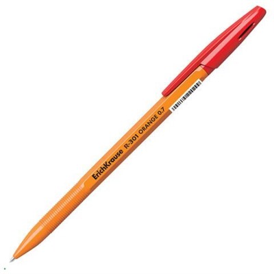.Ручка шарик EK R-301 orange, 0.7мм, корпус оранжевый/красный, колп/клип, КРАСНЫЙ
