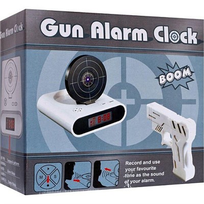 Часы будильник с мишенью и лазерным пистолетом