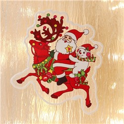 Наклейка на стекло "Дед Мороз со Снеговиком в пути" 10х12 см