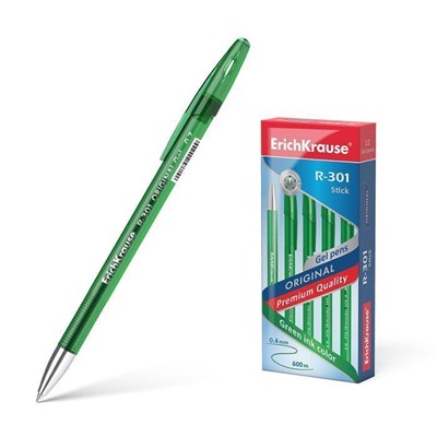 Ручка гелевая 0.5мм,зеленый ,ErichKrause R-301 ORIGINAL GEL