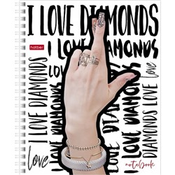 Тетрадь 48 листов в клетку на гребне I love diamonds, обложка мелованный картон, блок офсет 65г/м2, МИКС