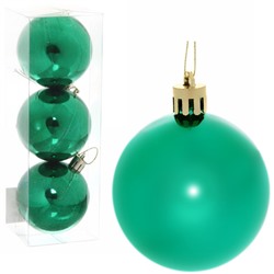 Новогодние шары 6 см (набор 3 шт) "Глянец", зеленый