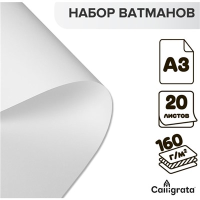 Набор ватманов чертёжных А3, 160 г/м², 20 листов