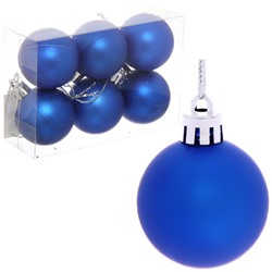 Новогодние шары 4 см (набор 6 шт) "Матовый", синий