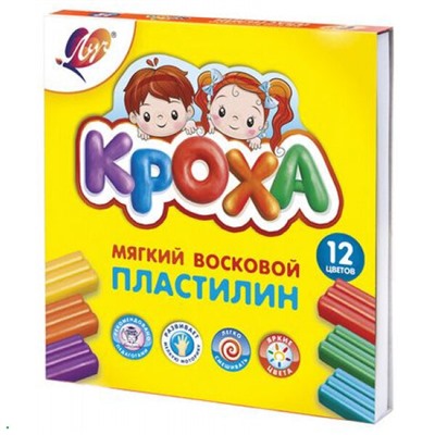 КС-Пластилин восковой 12цв 180гр. "Кроха" 23с1484-08 Луч {Россия}