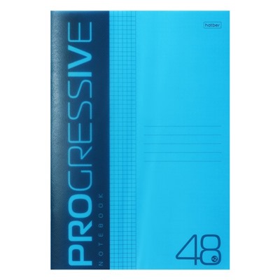 Тетрадь A4, 48 листов, в клетку, PROGRESSIVE, пластиковая обложка, блок 65 г/м2, синяя