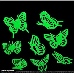 Наклейки на стену или потолок светящиеся в темноте из пластмассы (комплект) "Бабочки"(распродажа)  71-30