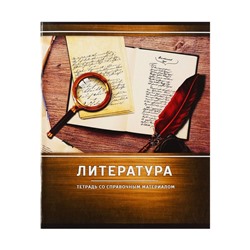 Тетрадь предметная Calligrata "Металл", 48 листов в линию Литература, со справочным материалом, обложка мелованный картон, блок №2, белизна 75% (серые листы)