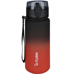 Бутылка для воды. Мотивация. U-TURN (500мл, с крышкой-защелкой и ремешком, пластик, черно-оранжевая, в коробке) УД-9381, (ООО "МИЛЕНД")