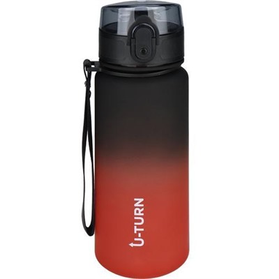 Бутылка для воды. Мотивация. U-TURN (500мл, с крышкой-защелкой и ремешком, пластик, черно-оранжевая, в коробке) УД-9381, (ООО "МИЛЕНД")