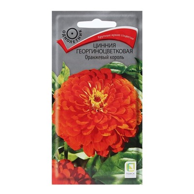 Семена цветов Цинния георгиноцветковая "Оранжевый король" 0,4 г