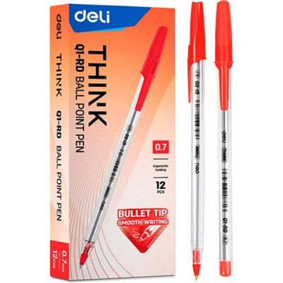 Ручка шариковая Think EQ1-RD красная 0.7мм (1801164) Deli