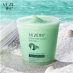 (НЕБОЛЬШОЙ СКОЛ НА КРЫШКЕ) Соляной шампунь-скраб для волос из морской соли VEZE Clean Hair Cream Sea Salt, 250 гр.