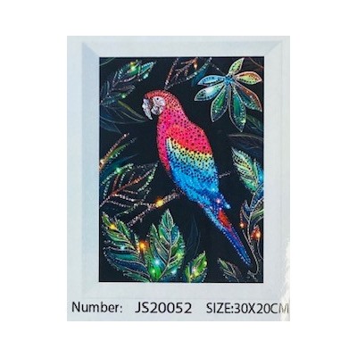 Алмазная мозаика на подрамнике /20х30см./, "Попугай" арт.JS20052, 24-646