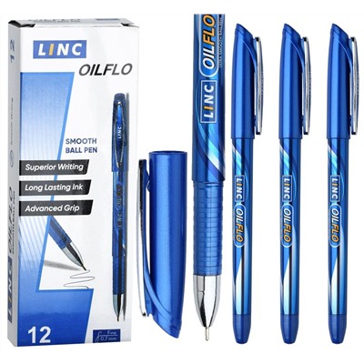 Ручка шариковая 0,7 мм синяя круглый корпус LINC OIL FLO