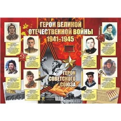Плакат Герои Великой отечественной войны 1941-1945 гг. (А2) (КПЛ-219), (Учитель,ИПГринин), Л