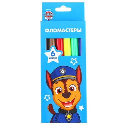 Фломастеры, 6 цветов, в картонной коробке, Paw Patrol