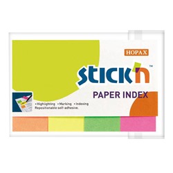 Закладки клейкие бумажные 4 цвета по 50 листов, 20х50 мм