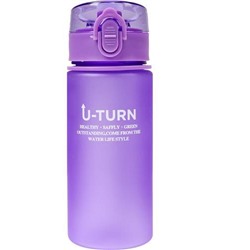 Бутылка для воды. Неон. U-TURN (400мл, с крышкой-защелкой и ремешком, пластик, фиолетовая, в коробке) УД-9382, (ООО "МИЛЕНД")